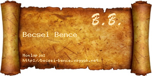 Becsei Bence névjegykártya